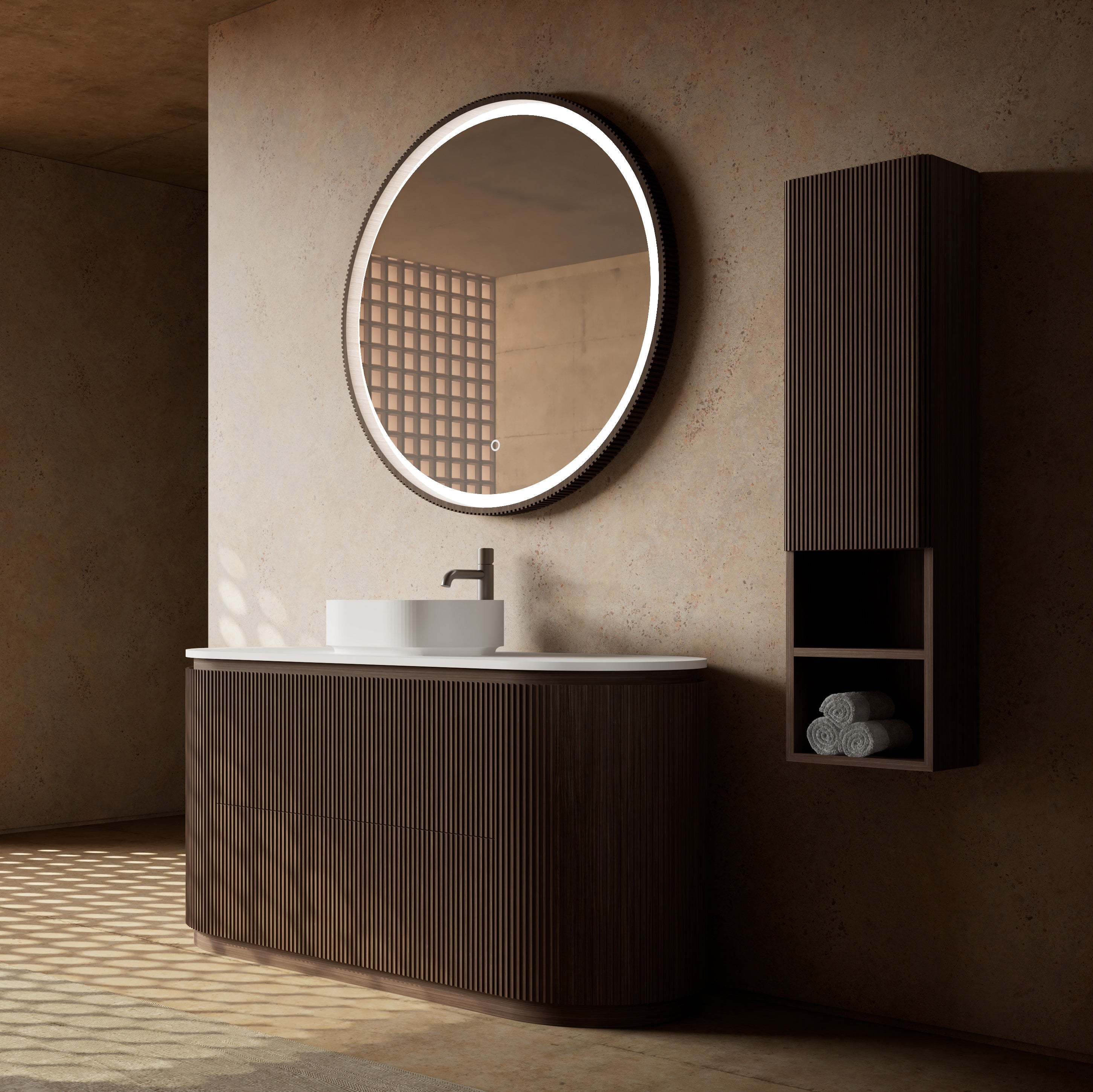 MonBlari Marble Bathroom Vanity With Mirror MW-V0695-SideView