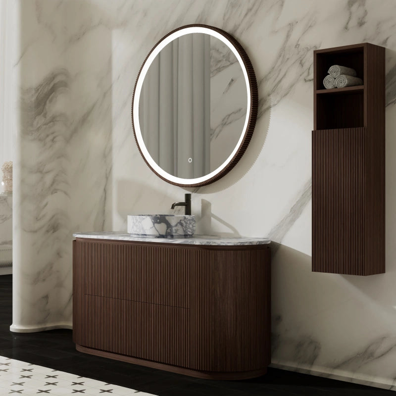 MonBlari Marble Countertop Sink Freestanding Bathroom Vanity Set with Mirror