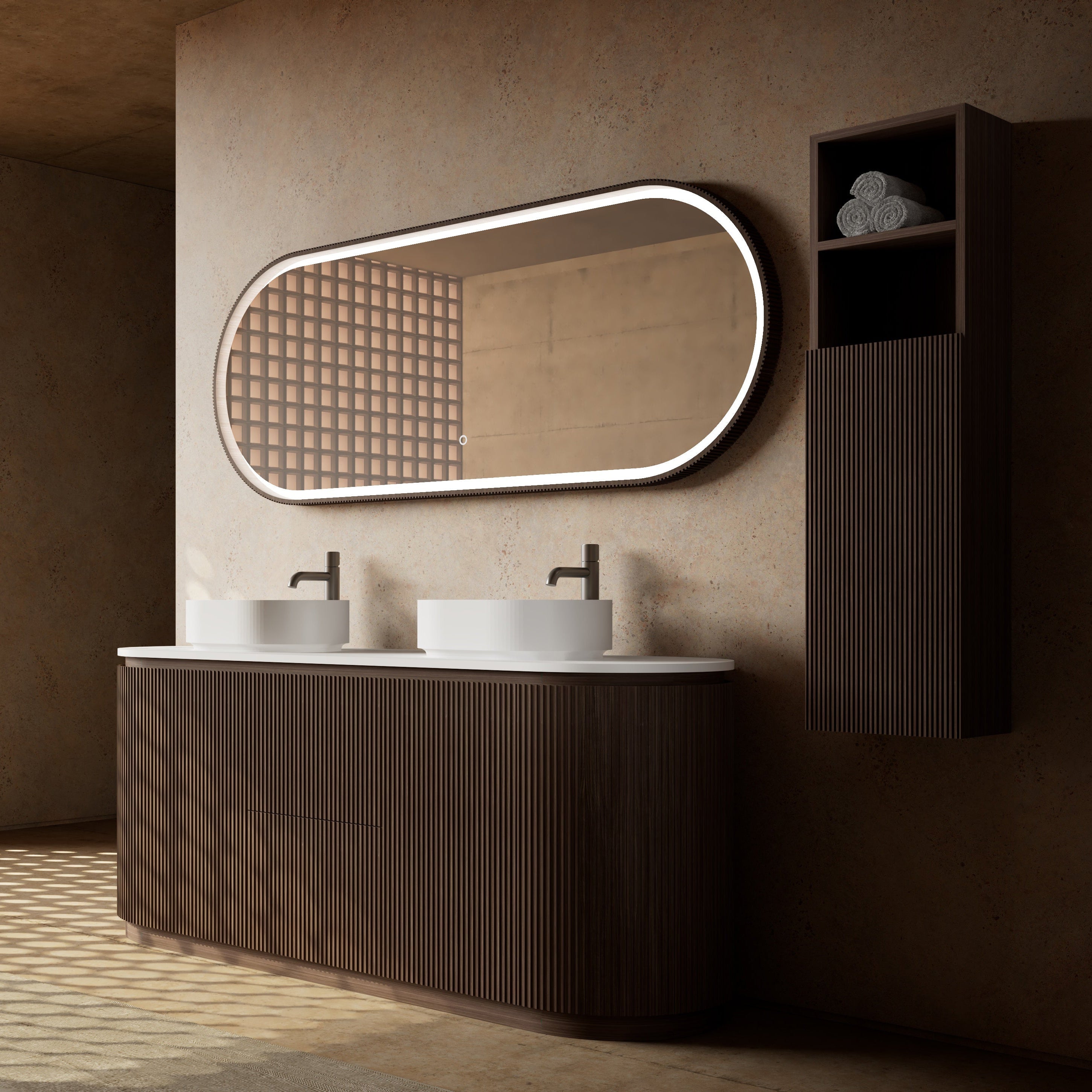 MonBlari Marble Bathroom Vanity With Mirror MW-V0696A-SideView