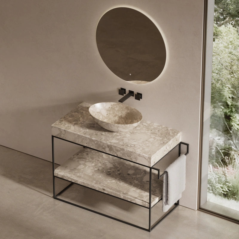 20" MonBlari Modern Natural Marble Bathroom Vessel Sink
