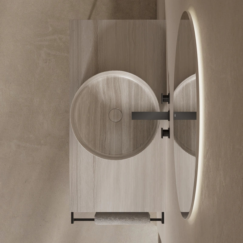 18" MonBlari Round Marble Vessel Sink for Modern Bathrooms