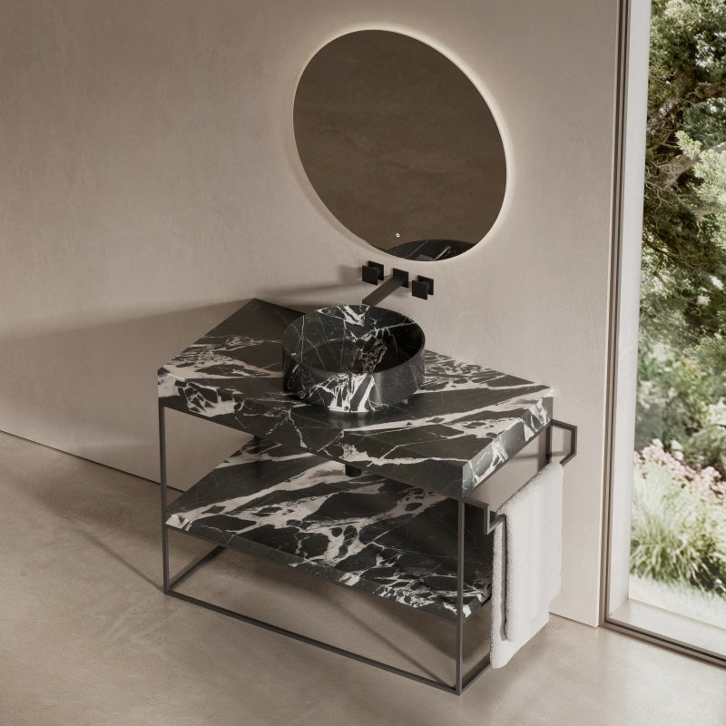 MonBlari Marble Console Sink with Open Storage Shelf
