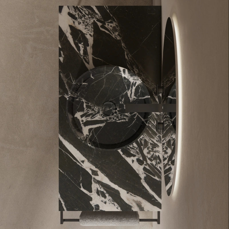 MonBlari Marble Console Sink with Open Storage Shelf
