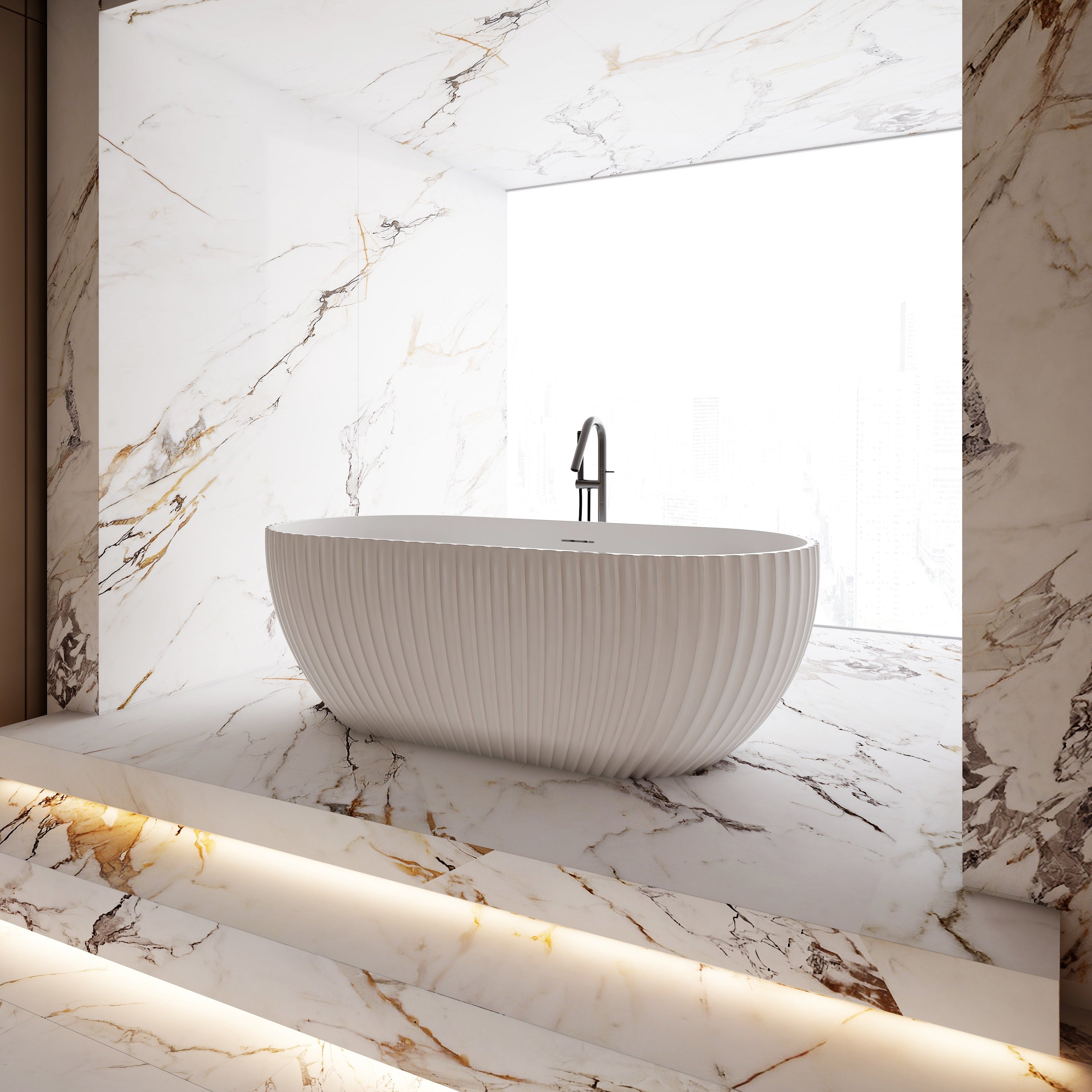 MonBlari Acrylic Freestanding Bathtub MY-66611-GW-SideView