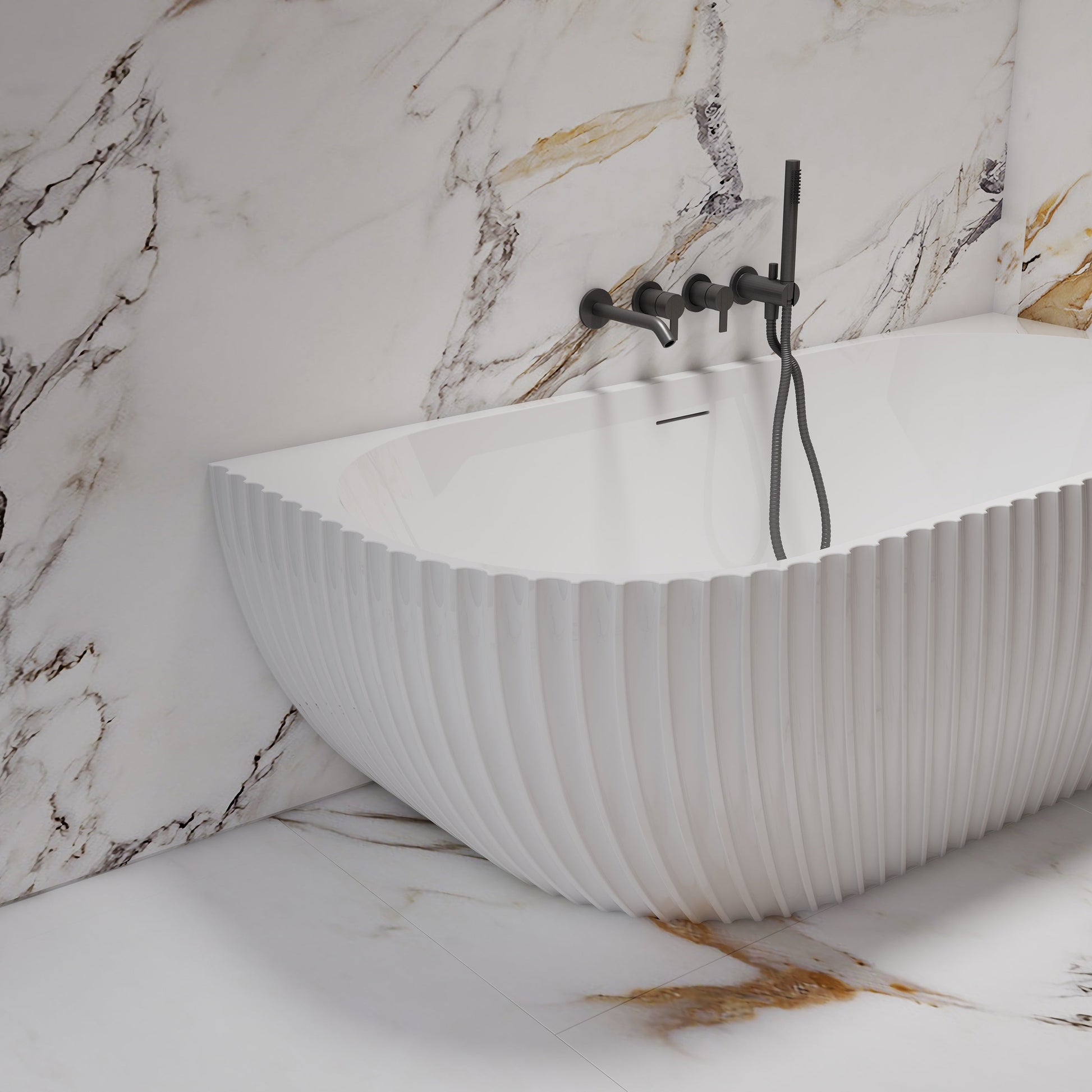 MonBlari Acrylic Back to Wall Bathtub MY-66613-GW-SideTop