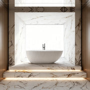 67 Inch MonBlari Matte White Acrylic Freestanding Bathtub Fluted