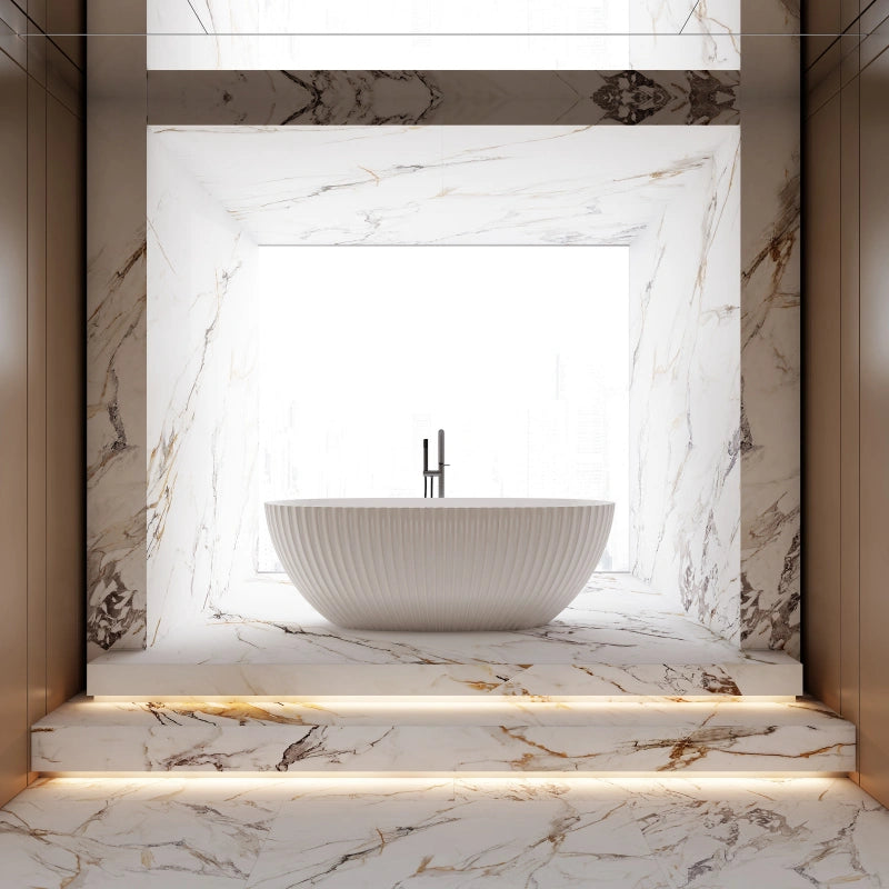 59.1" Monblari Acrylic Matte White Freestanding Bathtub With Insulation Tub