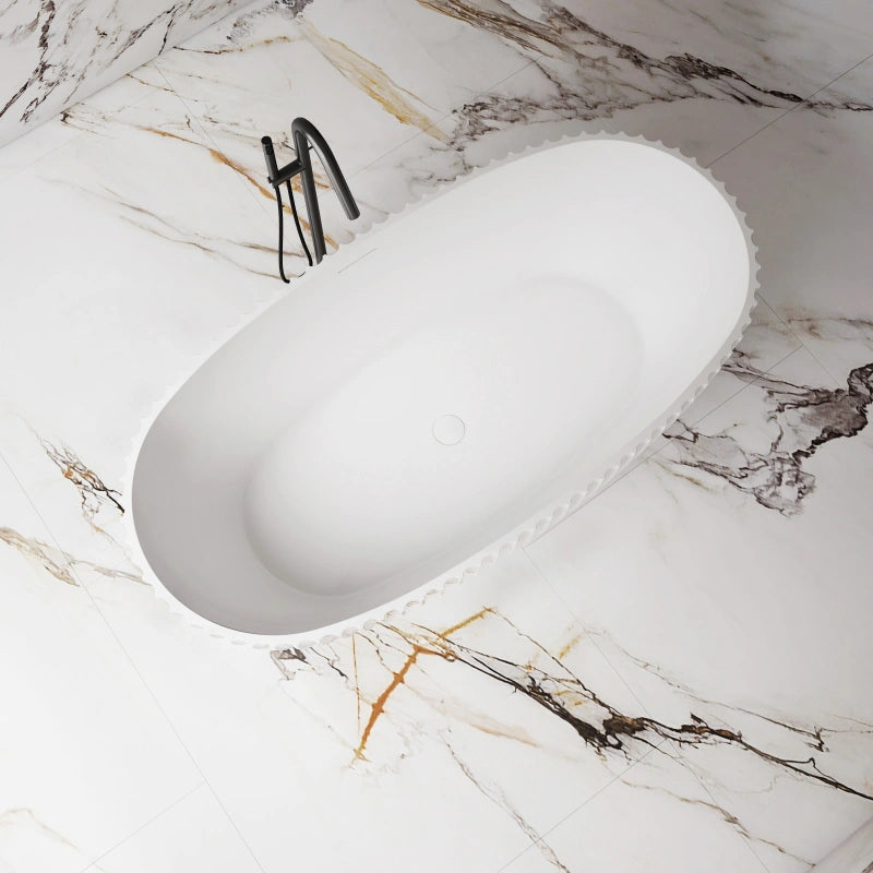 59.1" Monblari Acrylic Matte White Freestanding Bathtub With Insulation Tub