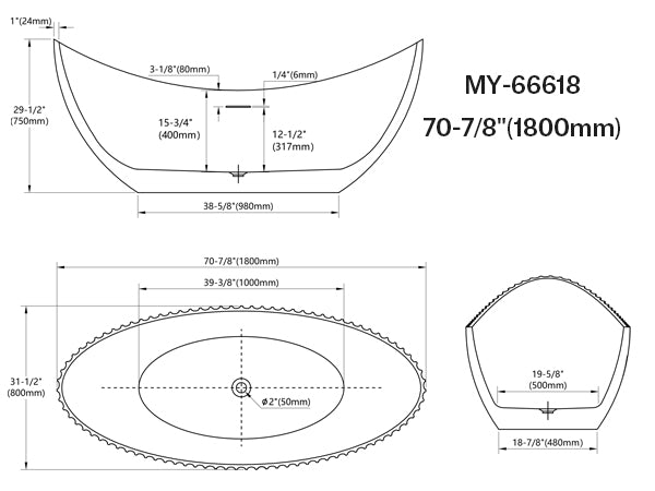 Monblari Matte White Curved Acrylic Soaking Bathtub Bathrooms Tubs Fluted
