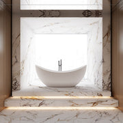 Monblari Curved Acrylic Soaking Bathtub Bathrooms Tubs Fluted