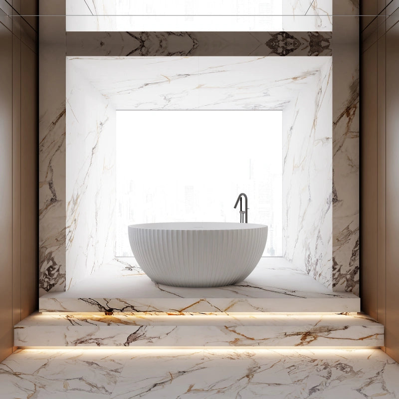 59 Inch MonBlari Matte White Acrylic Freestanding Bathtub