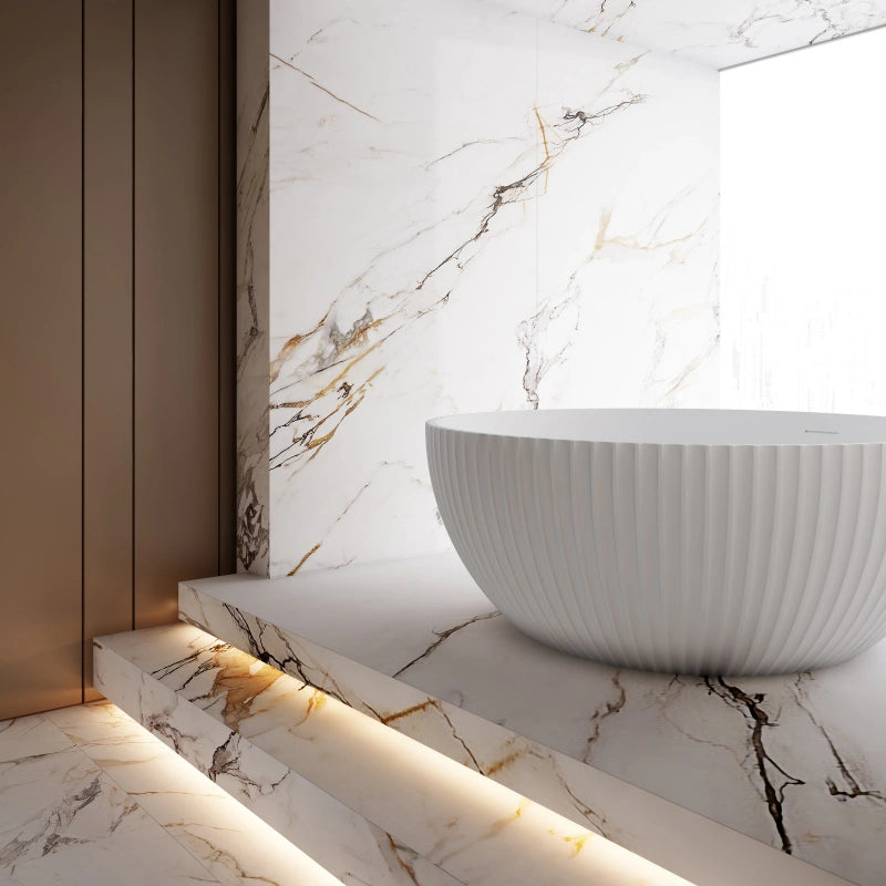 59 Inch MonBlari Matte White Acrylic Freestanding Bathtub