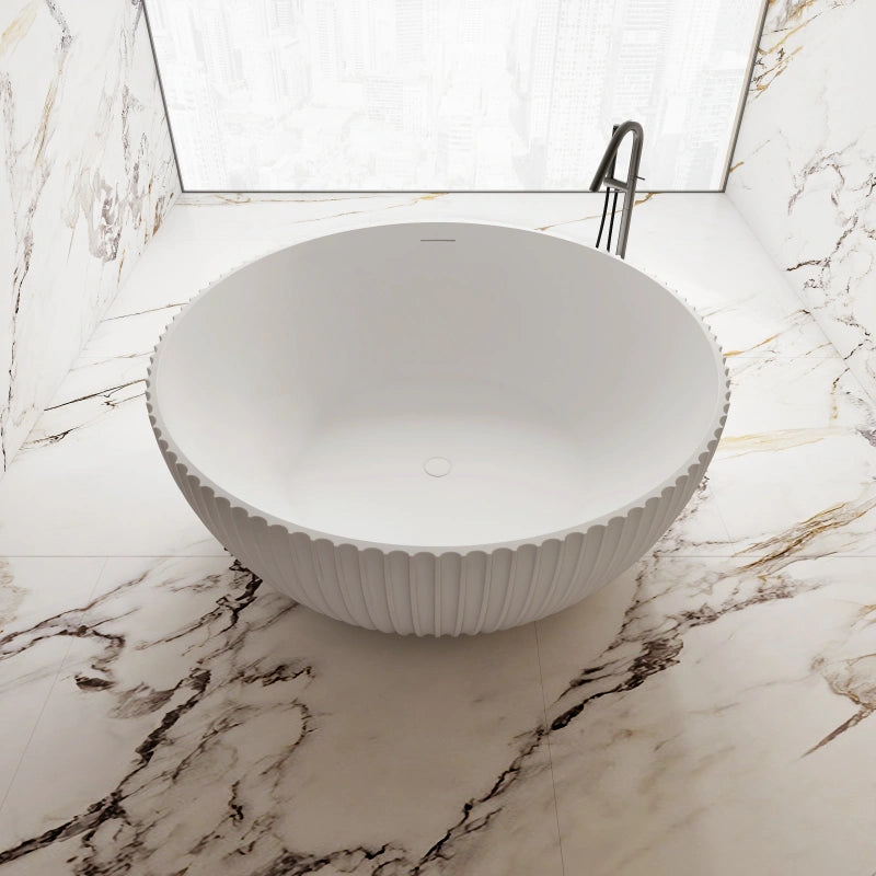 59 Inch MonBlari Matte White Acrylic Freestanding Bathtub
