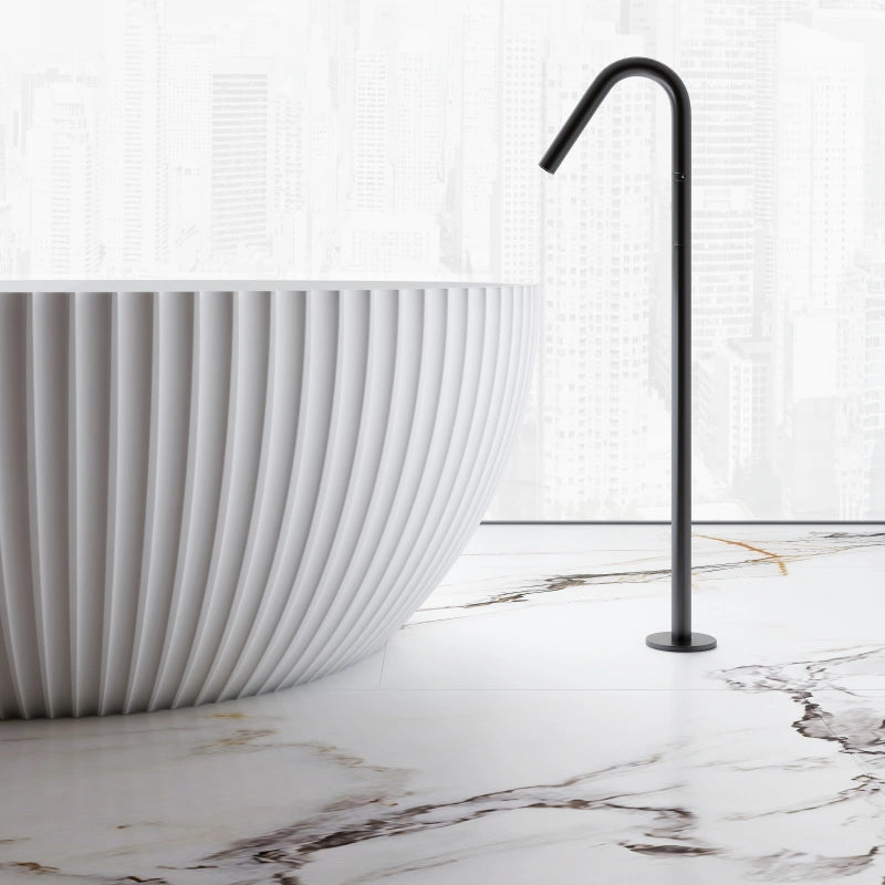 59 Inch MonBlari Matte White Acrylic Freestanding Bathtub