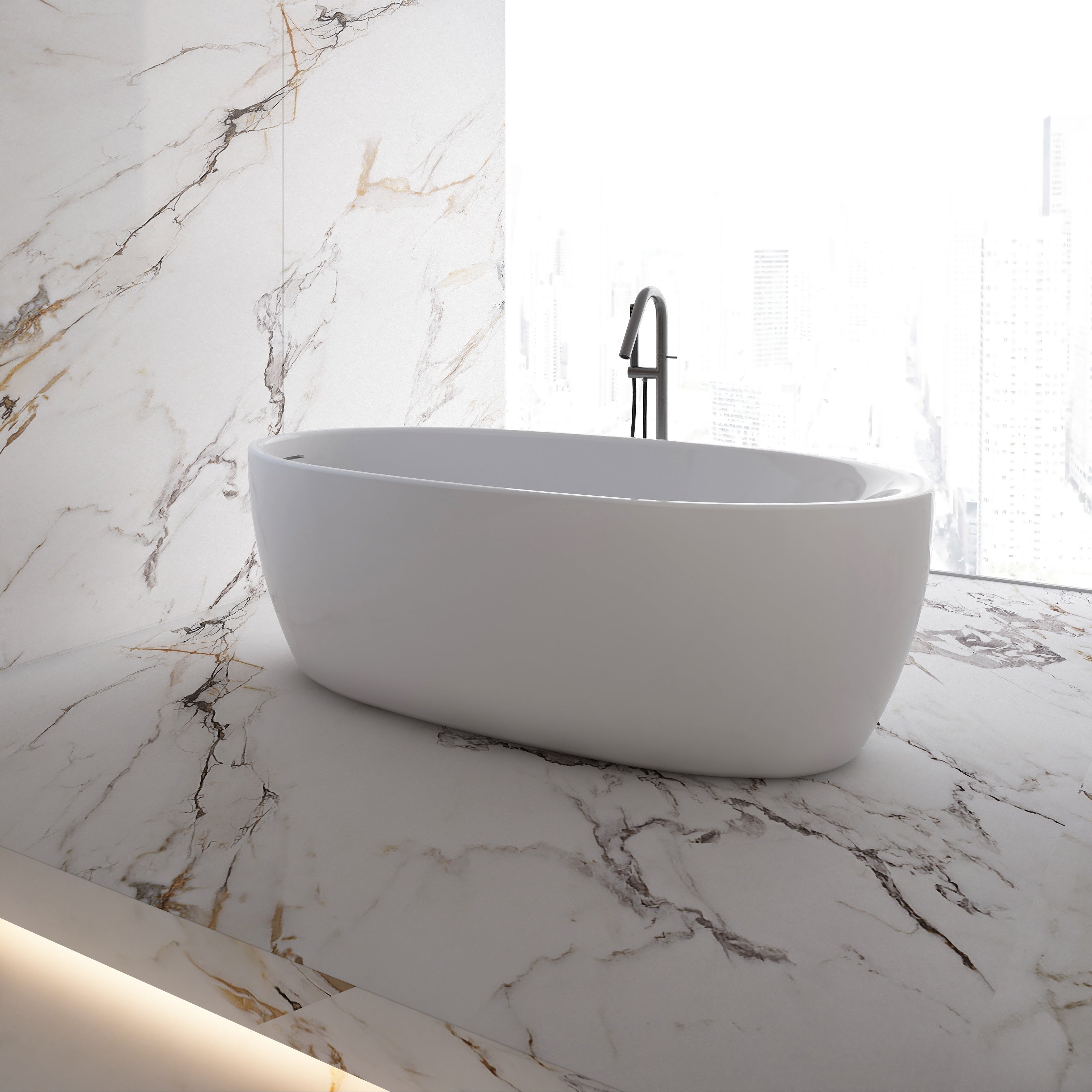 MonBlari Acrylic Freestanding Bathtub MY-66651-GW-SideView