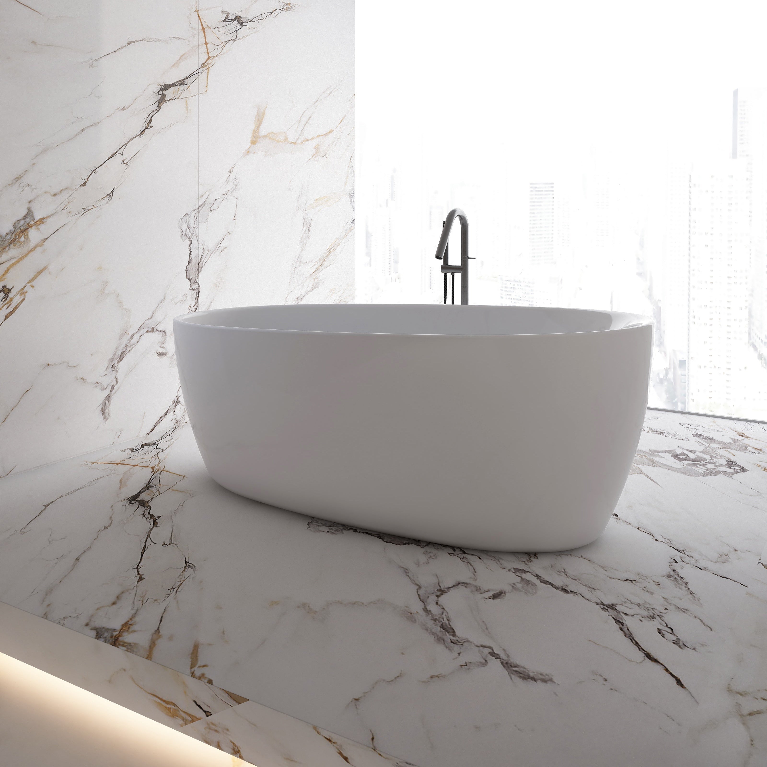 MonBlari Acrylic Freestanding Bathtub MY-66652-GW-SideView