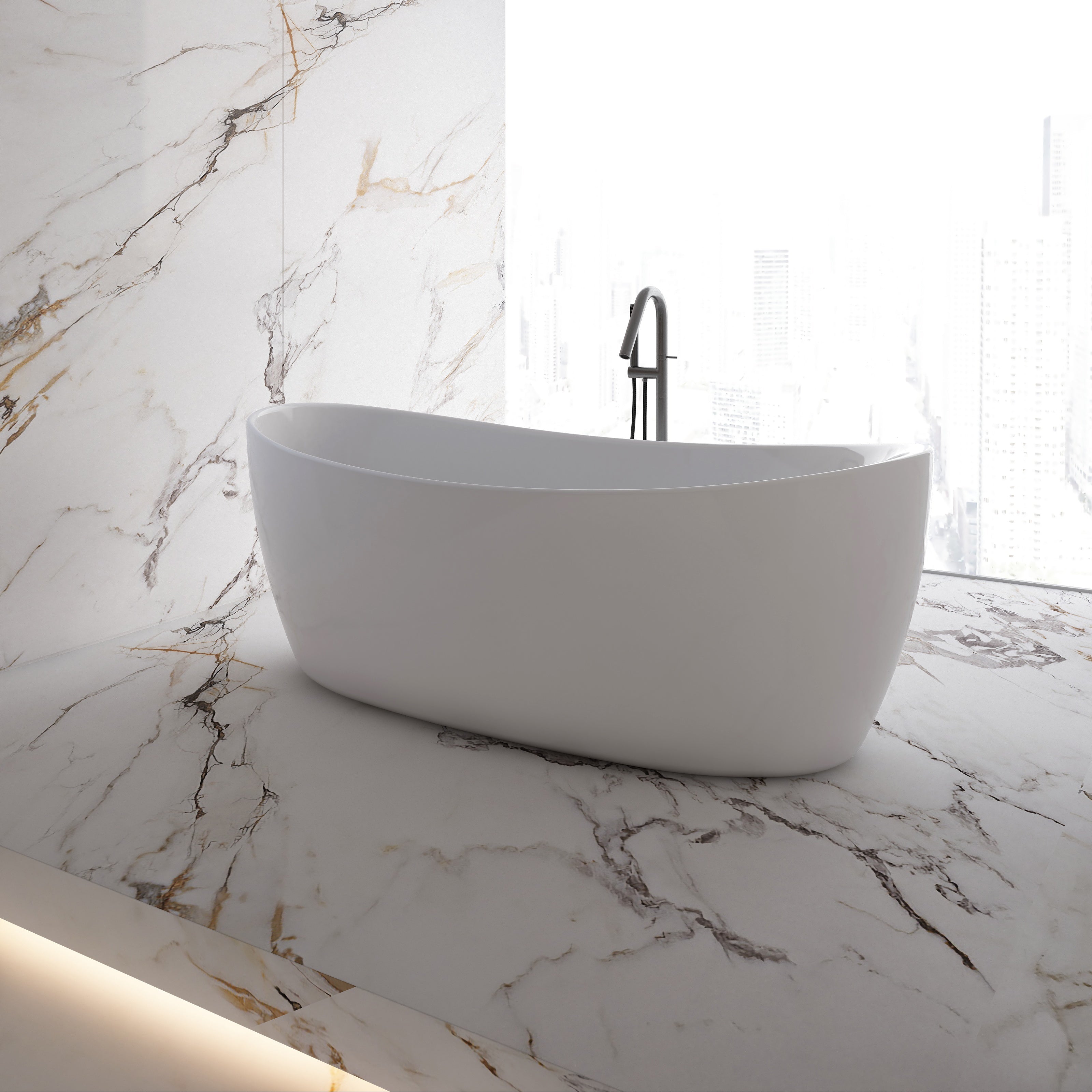 MonBlari Acrylic Freestanding Bathtub MY-66653-GW-SideView