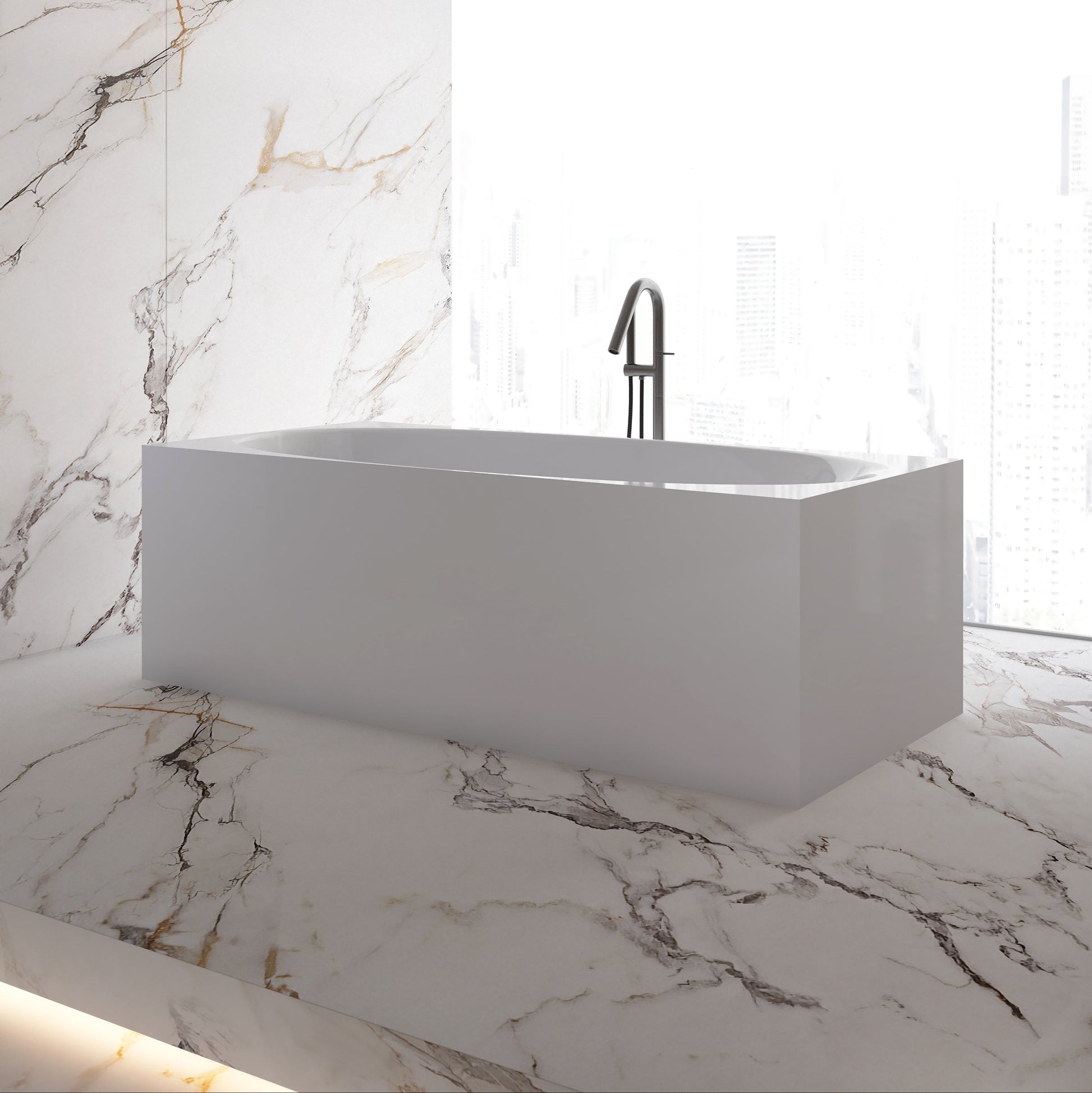 MonBlari Acrylic Freestanding Bathtub MY-66655-GW-SideView