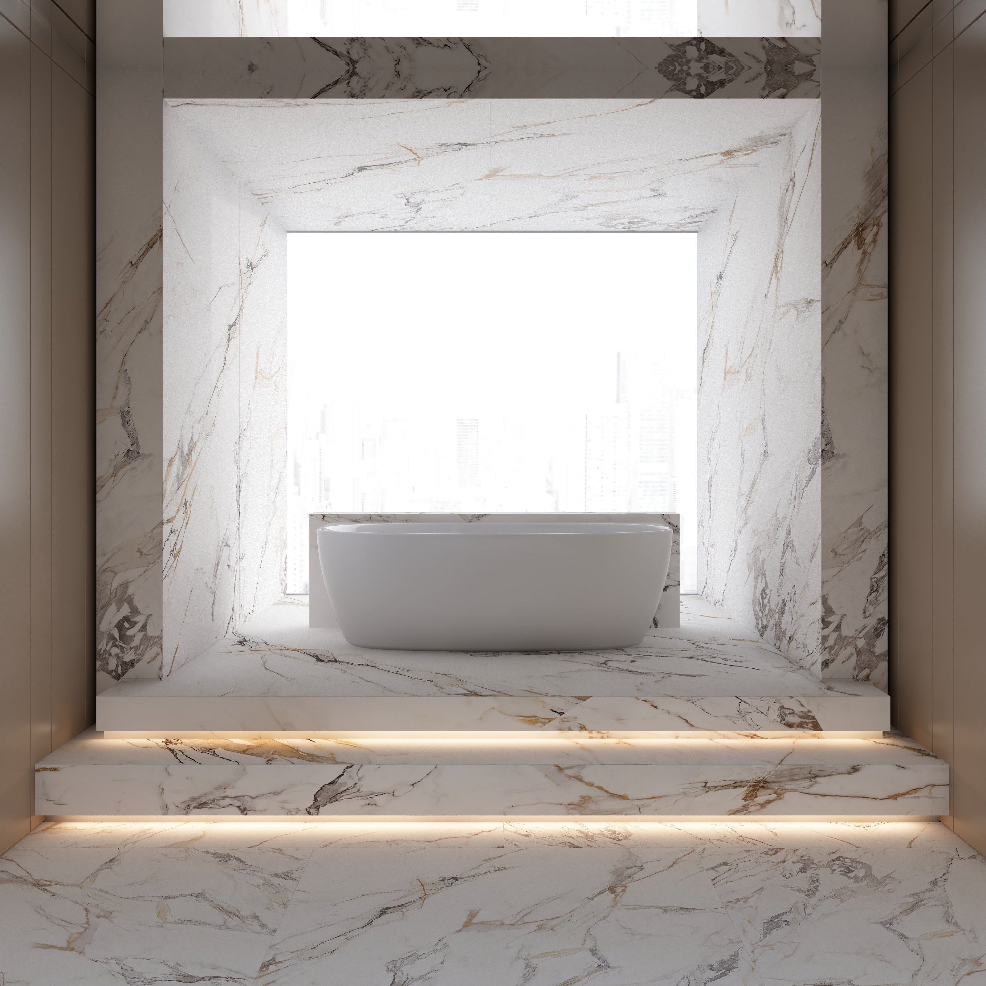 MonBlari Acrylic Back to Wall Bathtub MY-66656-GW-FrontView