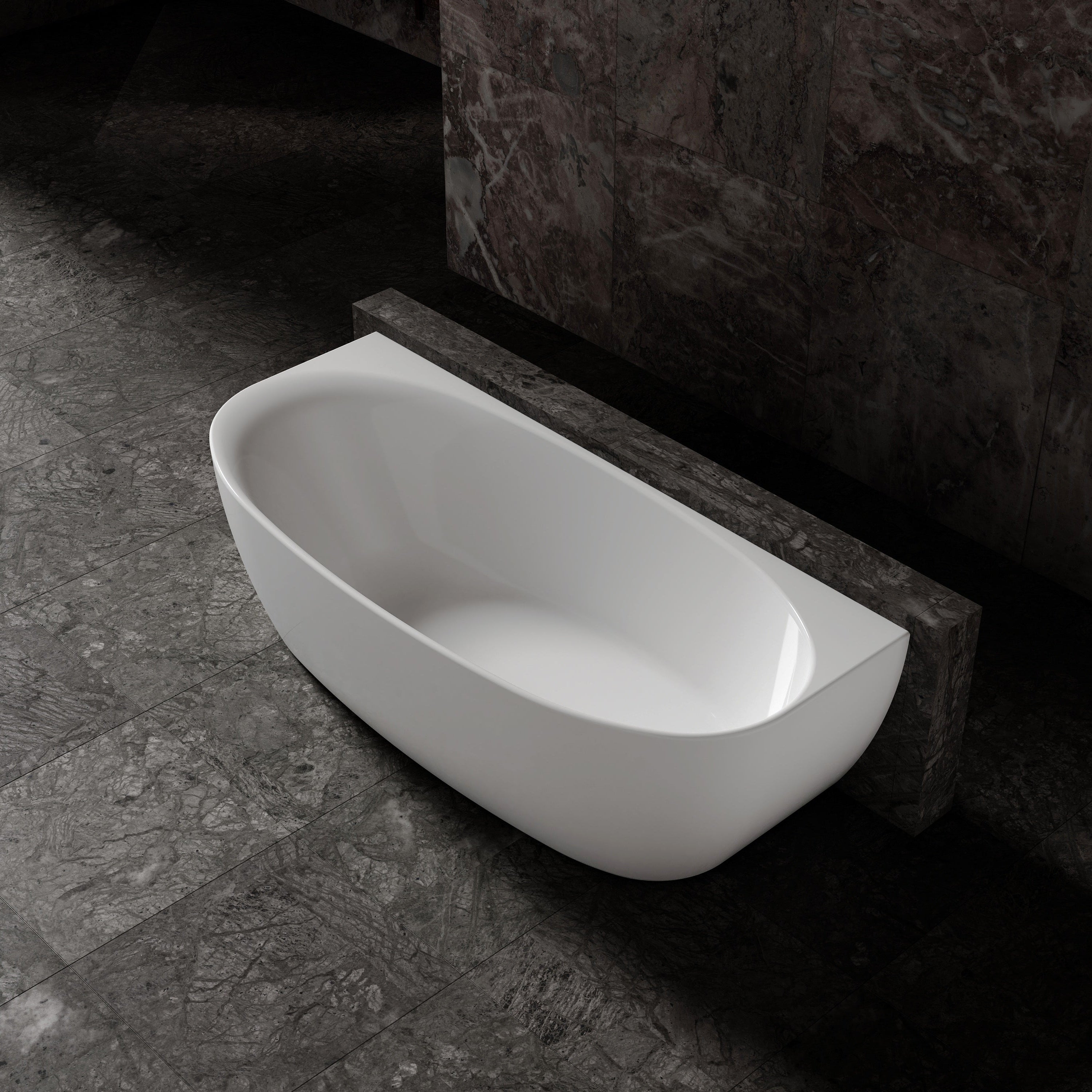 MonBlari Acrylic Back to Wall Bathtub MY-66656-GW-SideTop