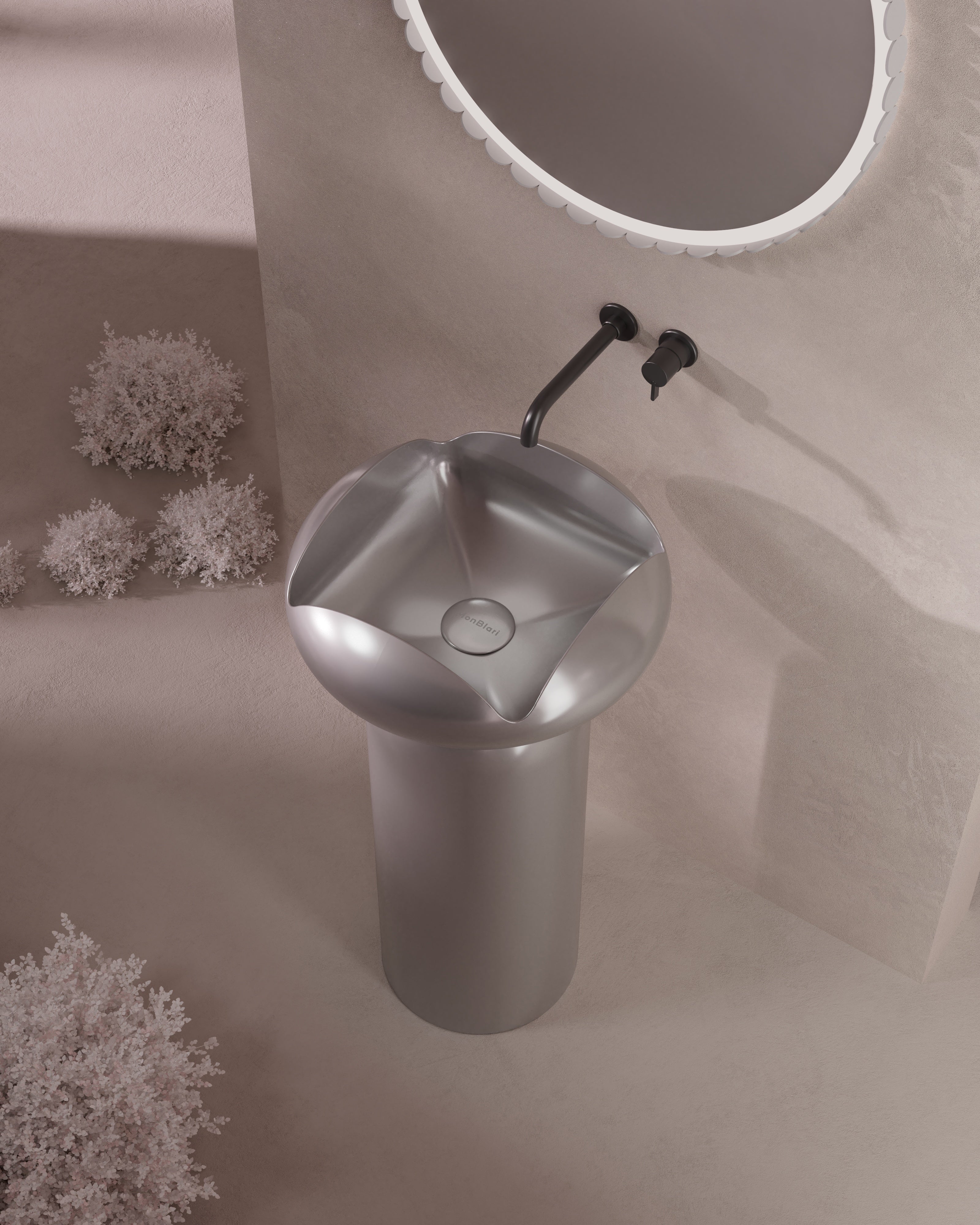 MonBlari Flower Series Solid Surface Pedestal Sink