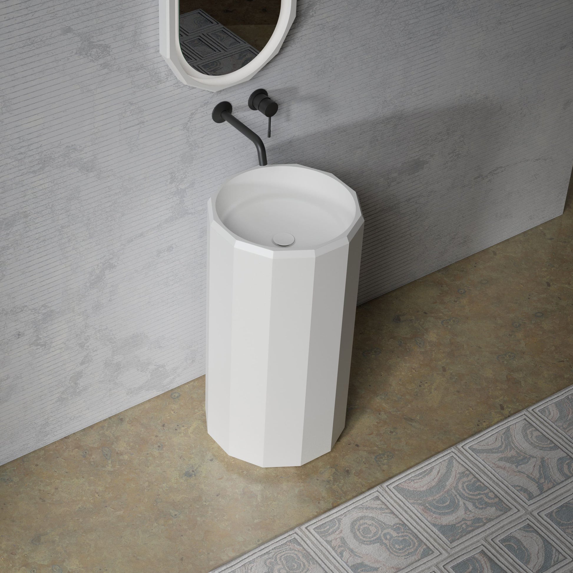 MonBlariBERYLSeriesPedestalSinkDiagonalTopViewPanorama-450x450x900mm