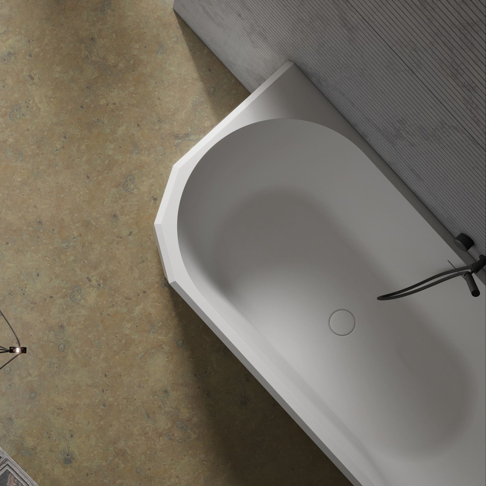 MonBlariBERYLSeriesWall-MountedBathtubTopViewClose-up-1700x750x550mm-Scenario