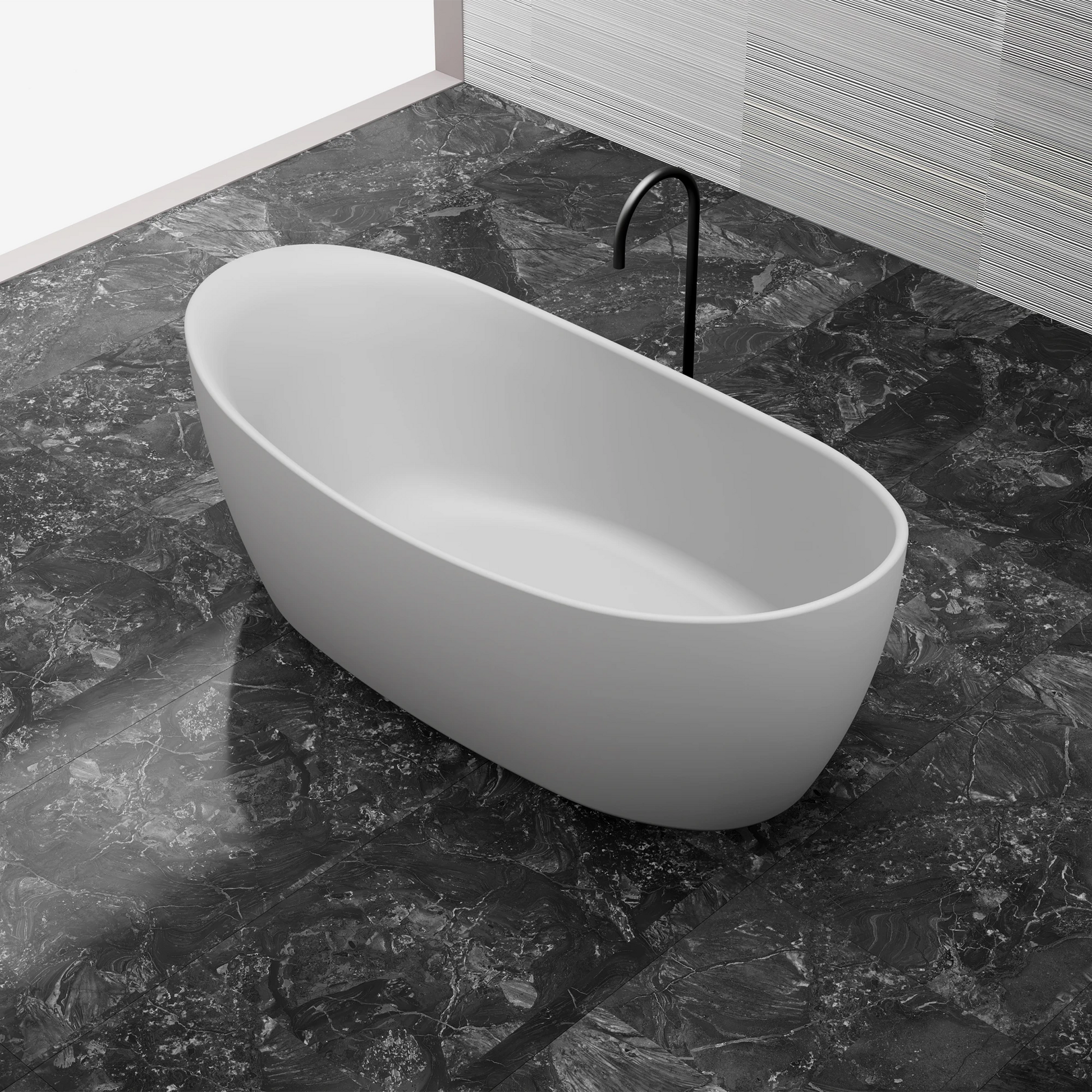 67 Inch MonBlari Solid Surface Freestanding BathtubMR88813MW-RightTopView