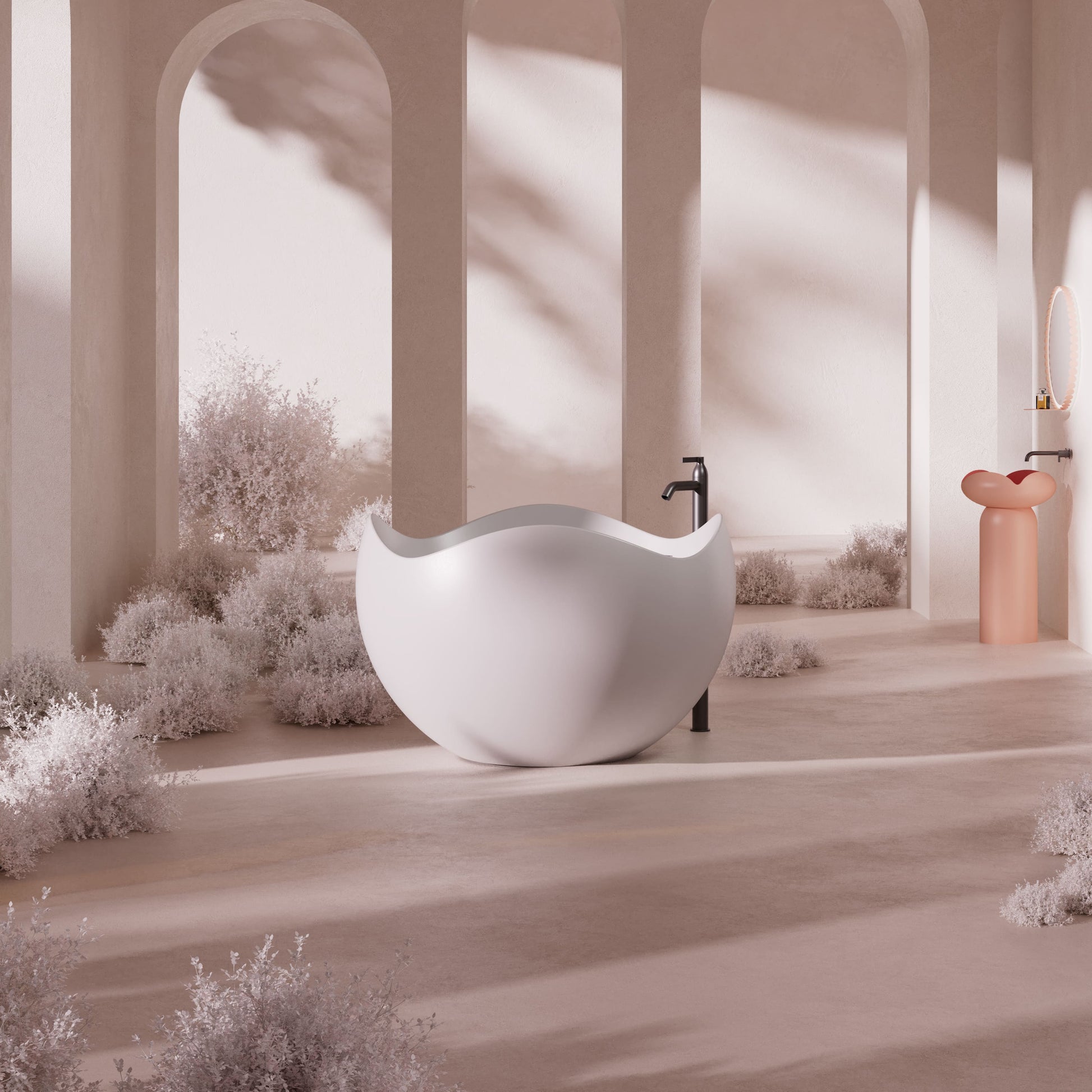 MonBlariFLOWERSeriesWhiteBathtubSideViewPanorama