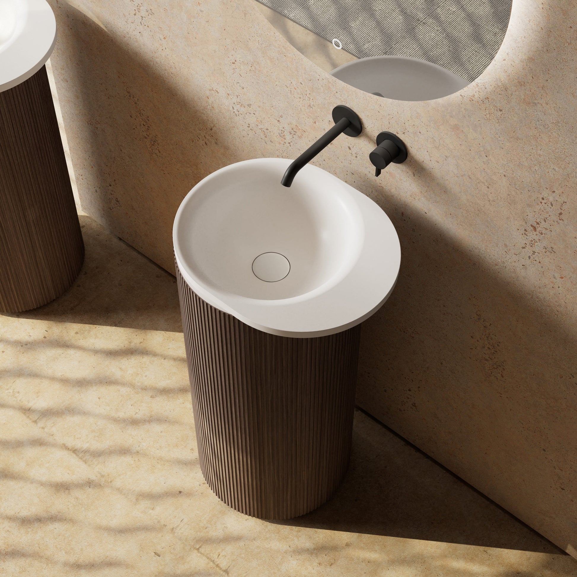 MonBlariFORESTSeriesPedestalSinkDiagonalTopViewPanorama-380x460x860mm-Scenario