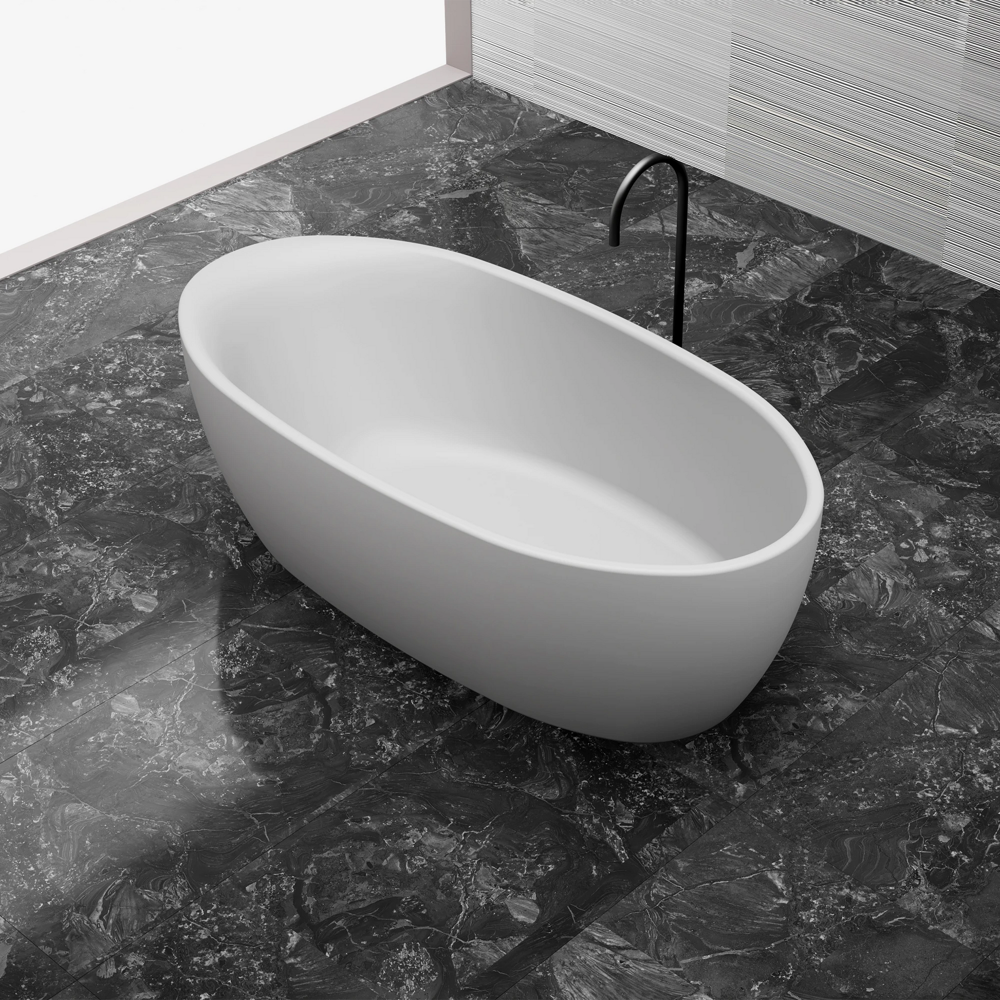 67 Inch MonBlari Solid Surface Freestanding BathtubMR88811MW-RightSideView