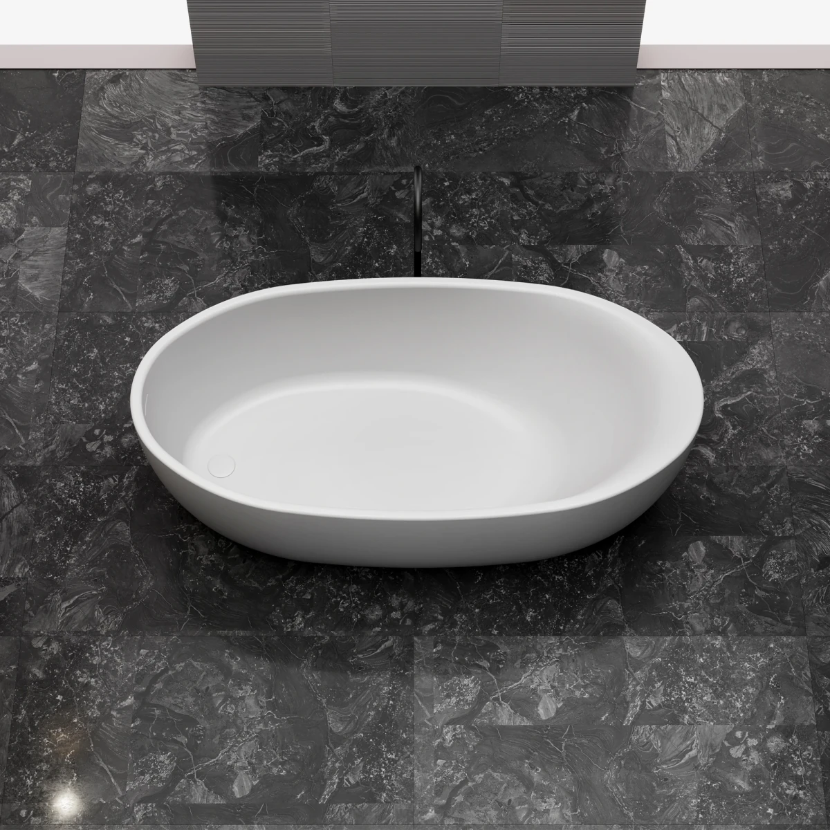 67 Inch MonBlari Solid Surface Freestanding BathtubMR88811MW-FrontTopView