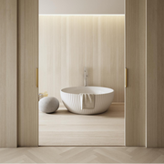 59 Inch MonBlari Venus Series Solid Surface Freestanding BathtubMR88879MW-FrontView