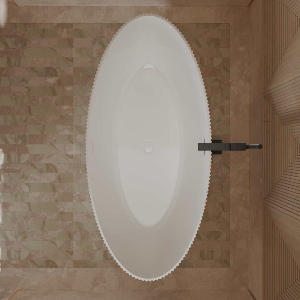 59-71 Inch MonBlari Acrylic Freestanding Bathtub Fluted