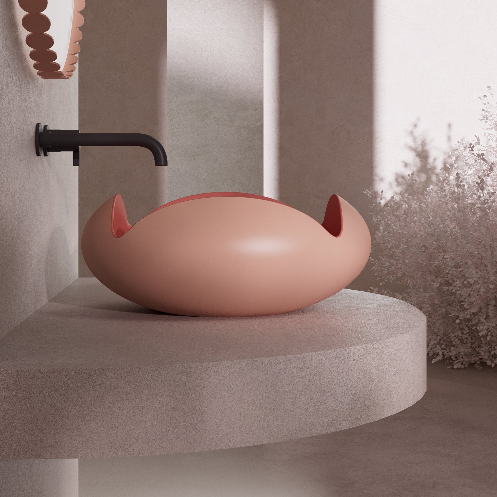 MonBlari_FLOWER_Series_Pink_Bathroom_Sink_Side_View_Closeshot_-_450_450_190mm