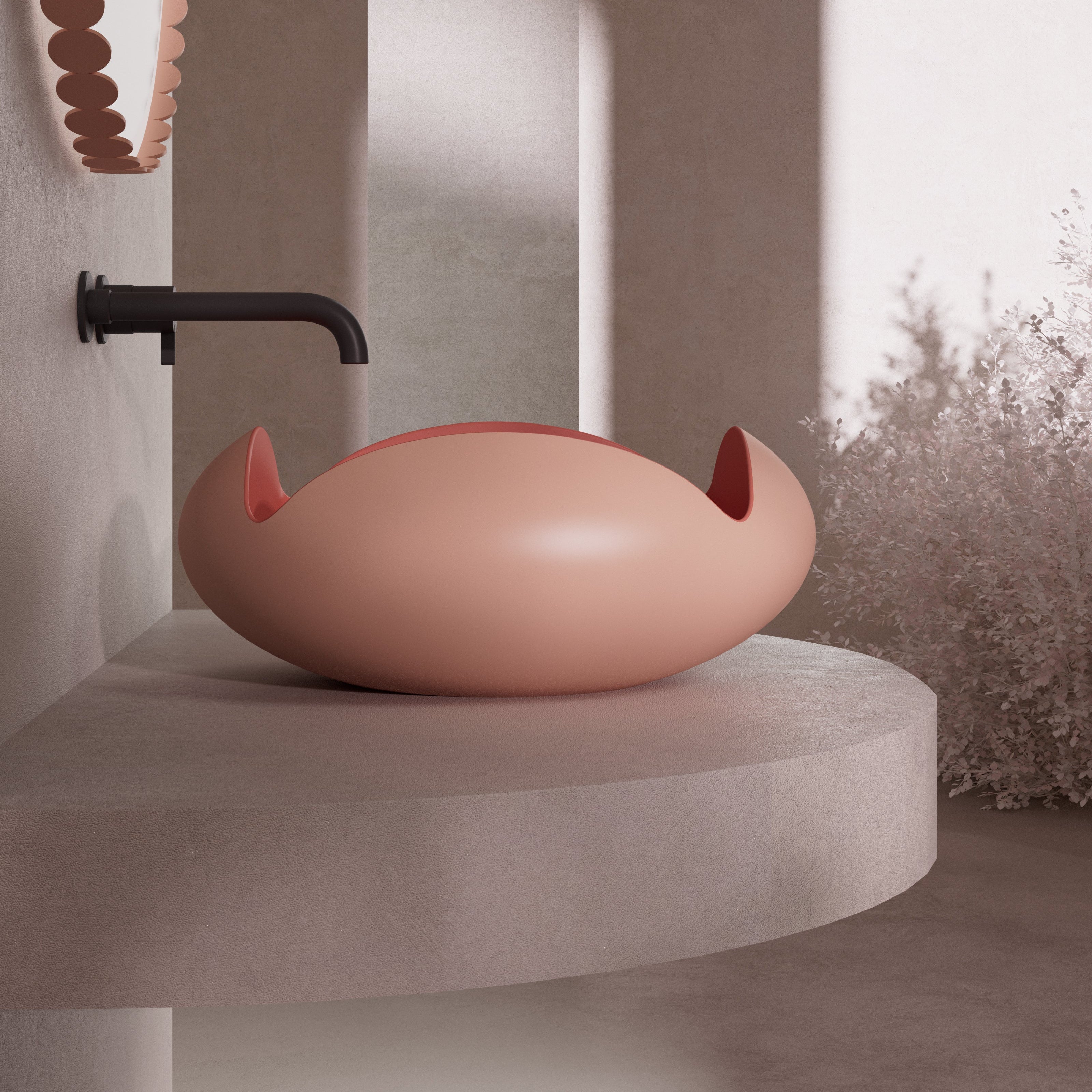 MonBlari_FLOWER_Series_Pink_Bathroom_Sink_Side_View_Closeshot_-_450_450_190mm