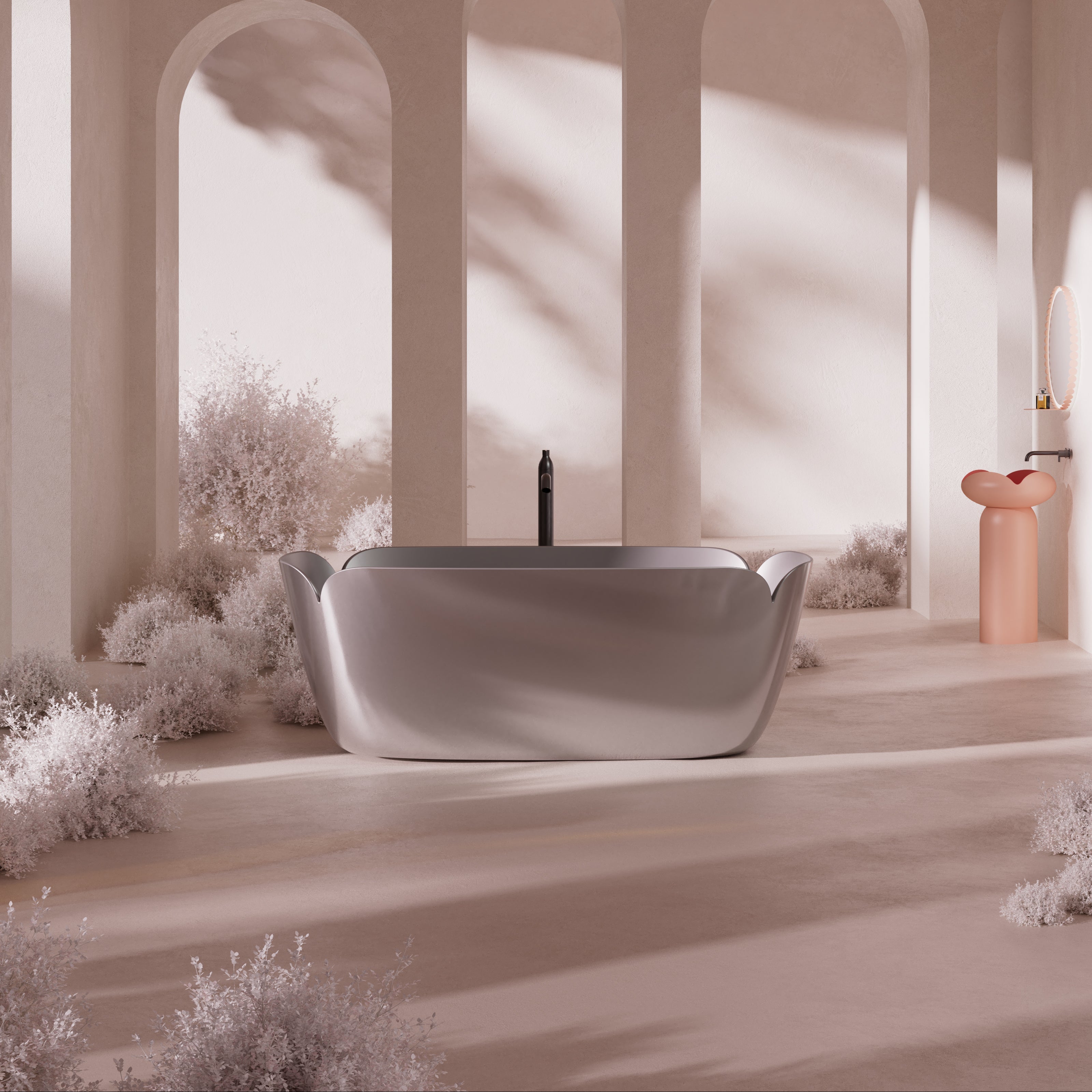 MonBlari_FLOWER_Series_Solid_Surface_Bathtub_Titanium_Gray