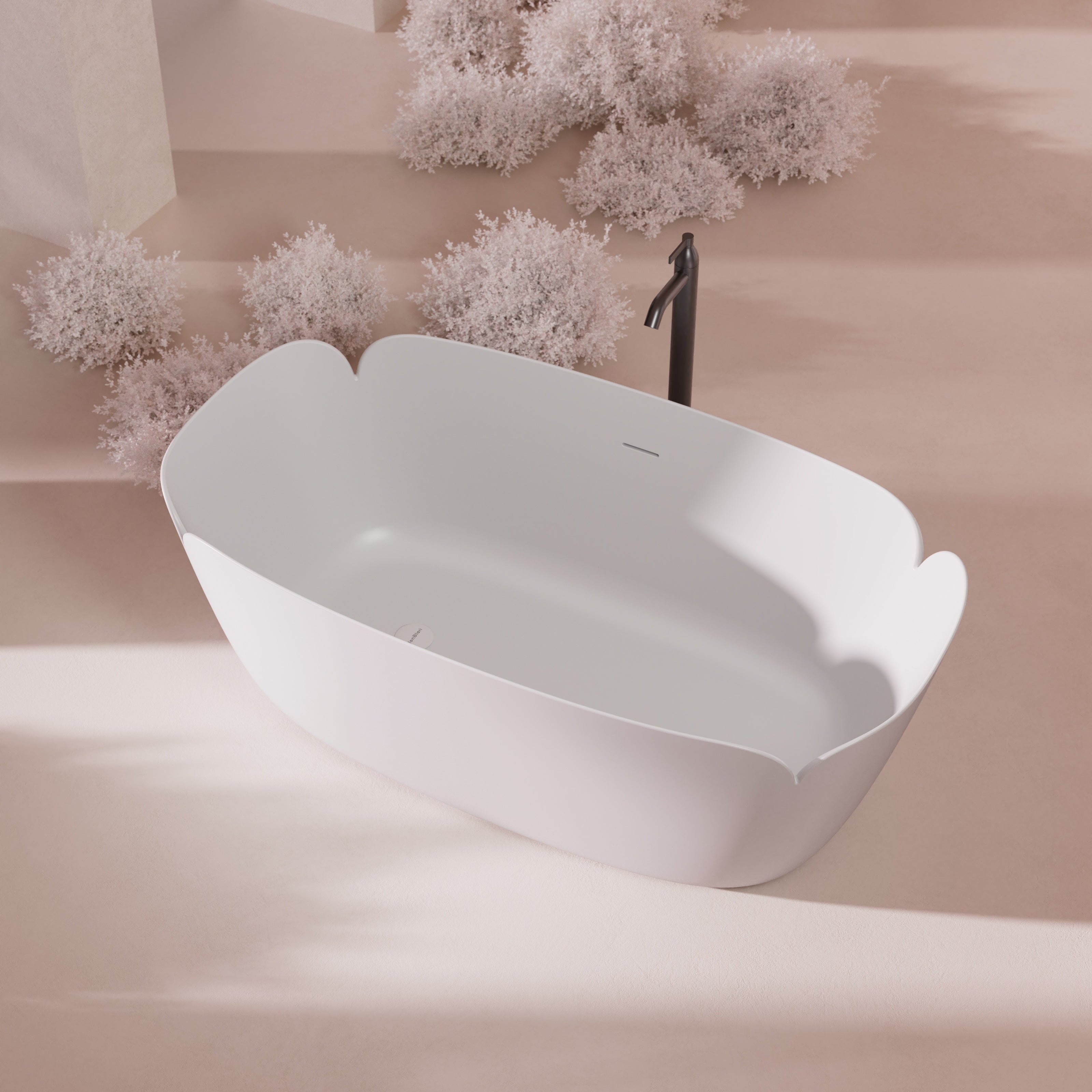 MonBlari_FLOWER_Series_Solid_Surface_Bathtub_White_version_Side_shot