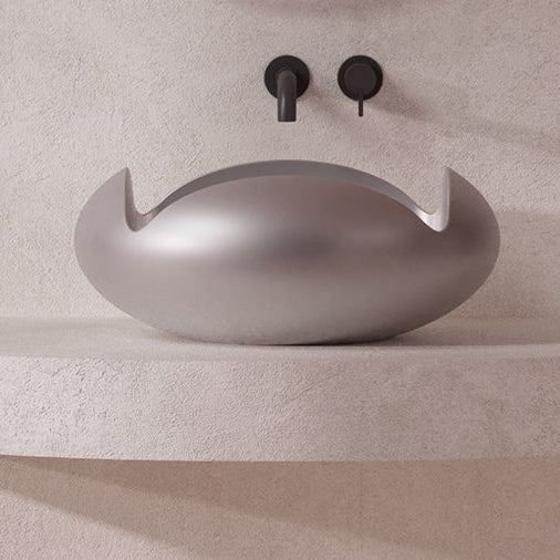 MonBlari_FLOWER_Series_Solid_Surface_Counter_Top_Sink_Titanium_Gray