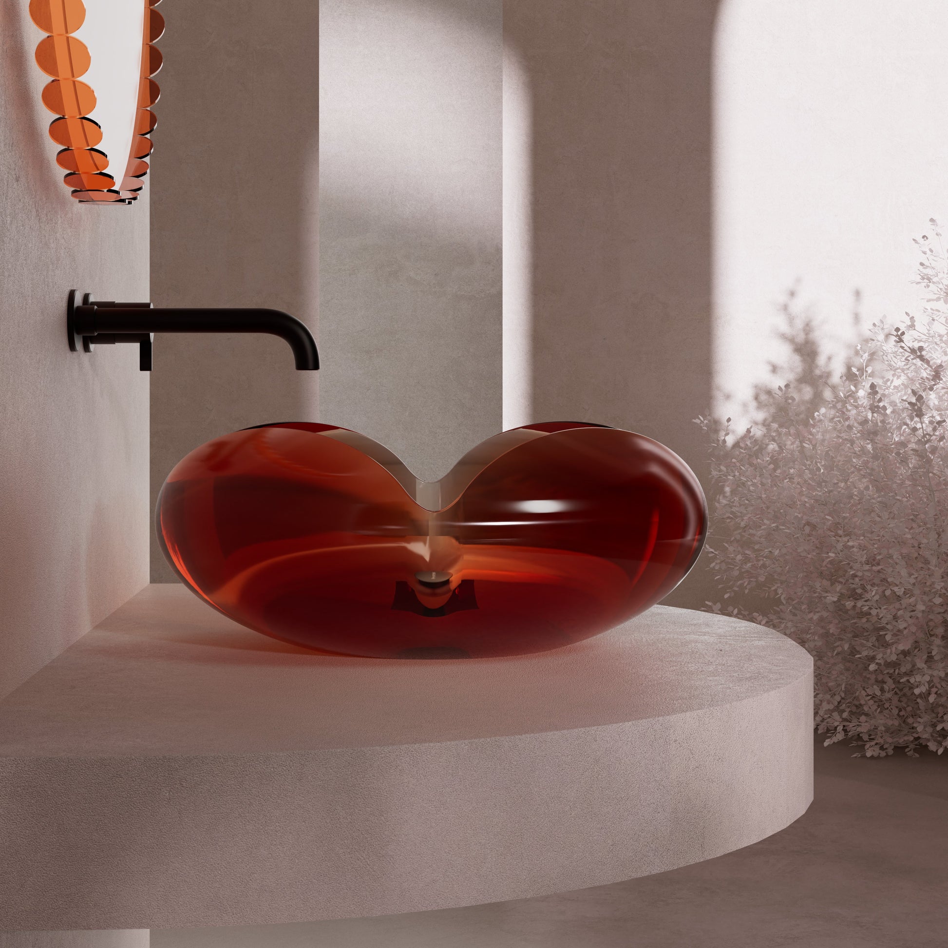 MonBlari_FLOWER_Series_Wine_Bathroom_Sink_Diagonal_Side_View_Panorama_-_450_450_190mm