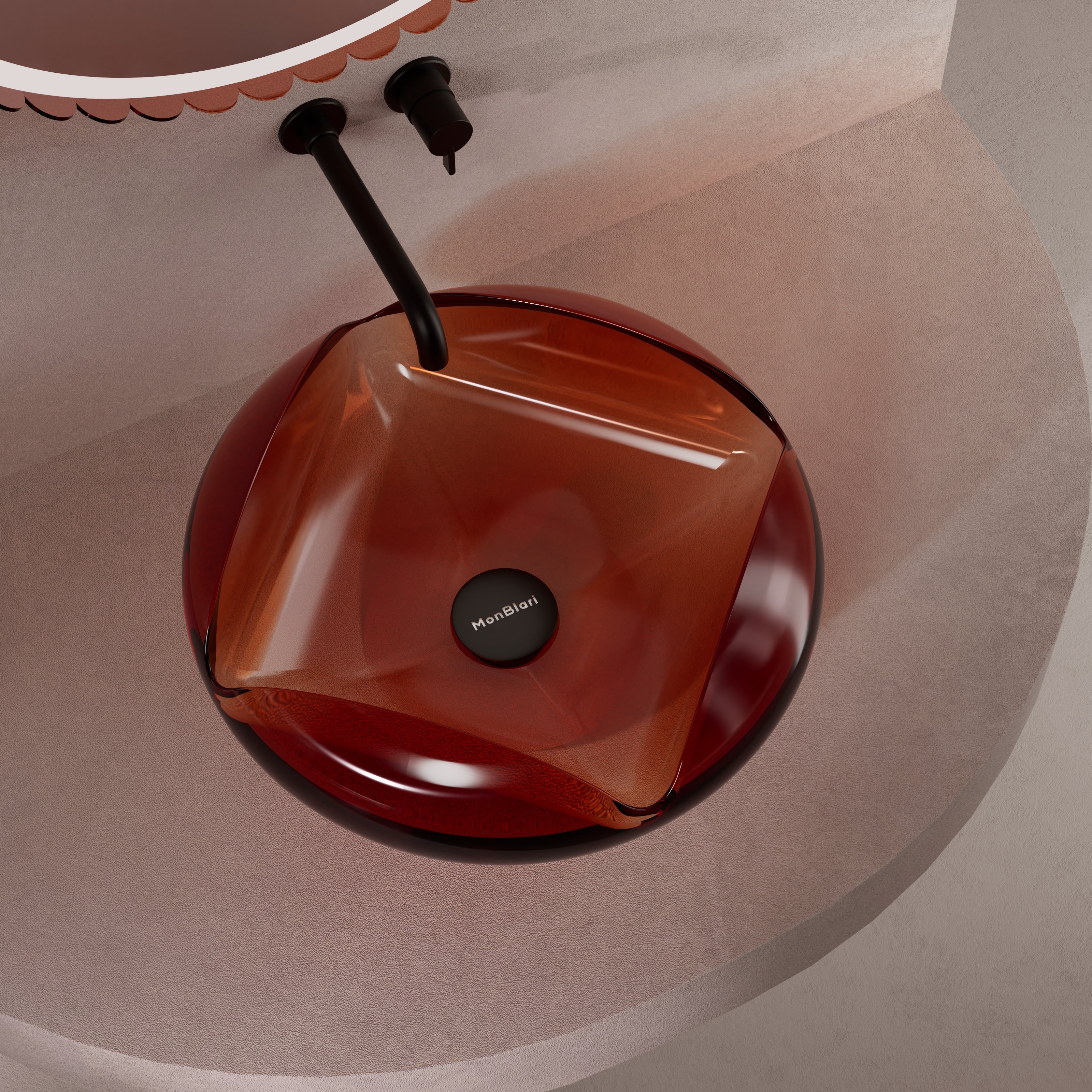 MonBlari_FLOWER_Series_Wine_Bathroom_Sink_Diagonal_Top_View_Closeshot_-_450_450_190mm