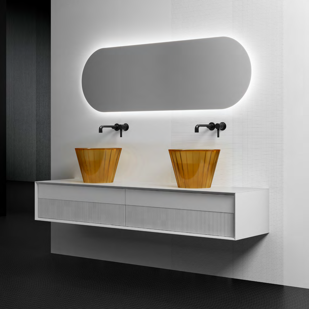 MonBlari_SWING_Bathroom_Cabinet_Set_Side_shot_Matte_White_Orange