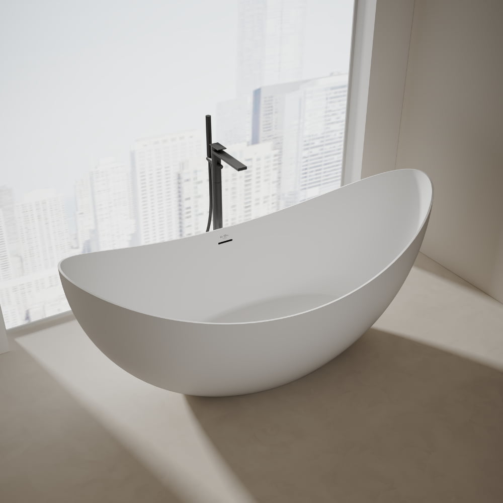 71 Inch MonBlari Solid Surface Freestanding Bathtub