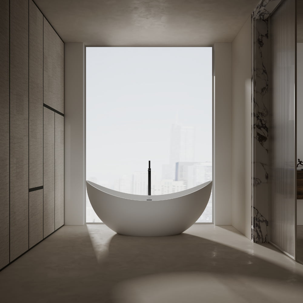 71 Inch MonBlari Solid Surface Freestanding Bathtub