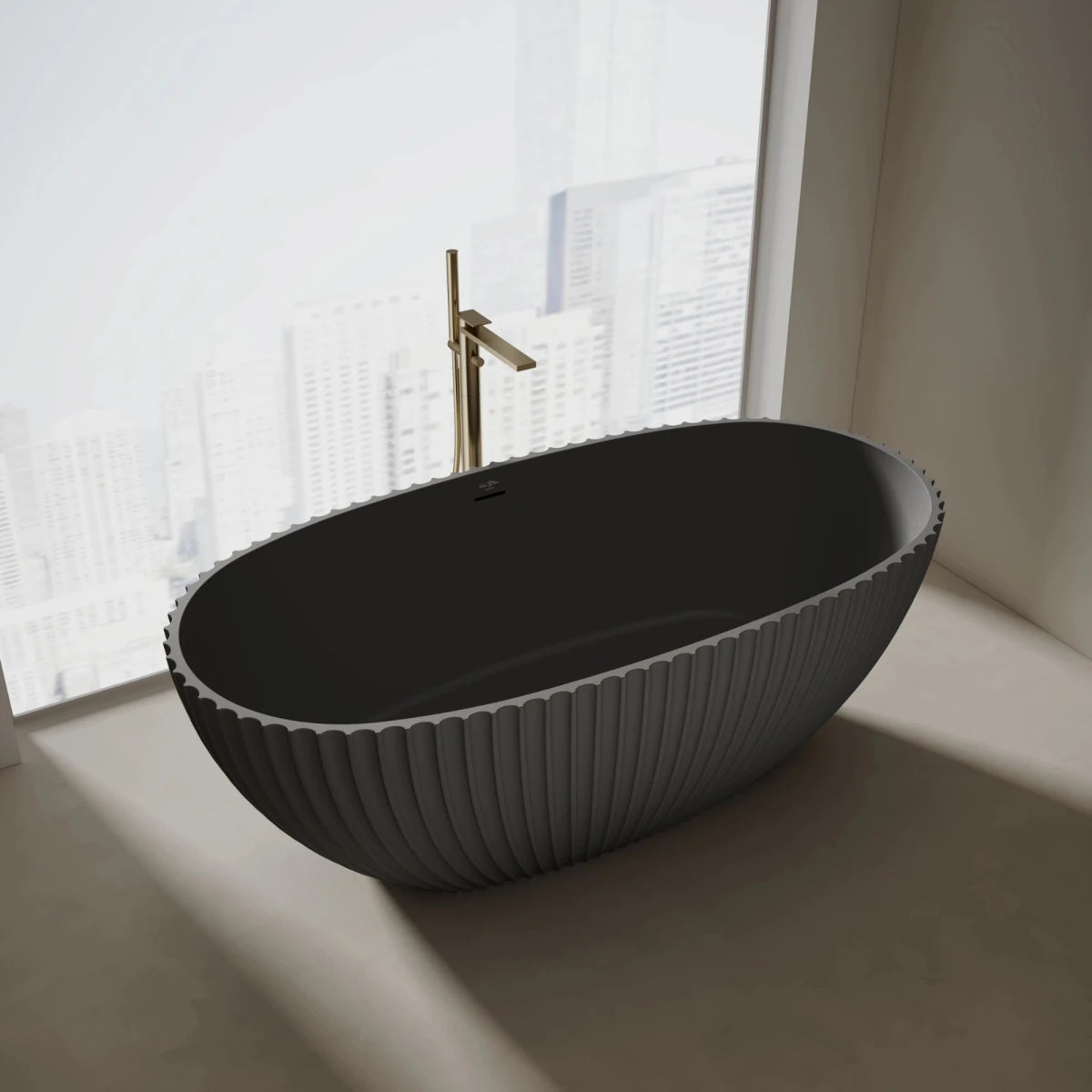 67 Inch MonBlari VENUS Series Curved Bathtub Fluted
