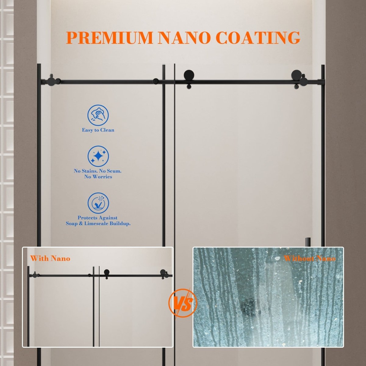 Monblari T-shaped Sliding Glass Shower Door