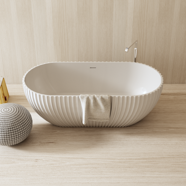 67 Inch MonBlari Venus Series Solid Surface Freestanding BathtubMR88871MW-FrontTopView