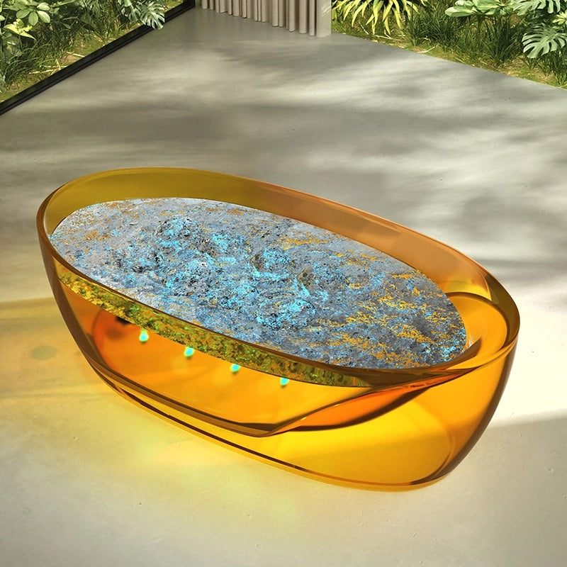 Monblari Yellow Resin Bathtub Double Walled Crystal Clear Tub