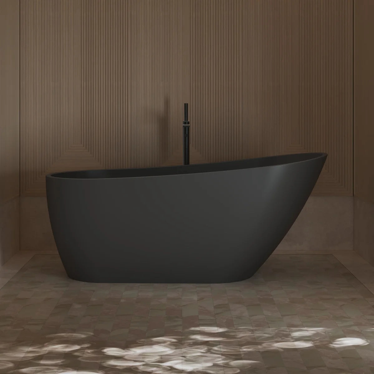 MonBlari 67" × 31.5" Black Acrylic Freestanding Soaking Bathtub