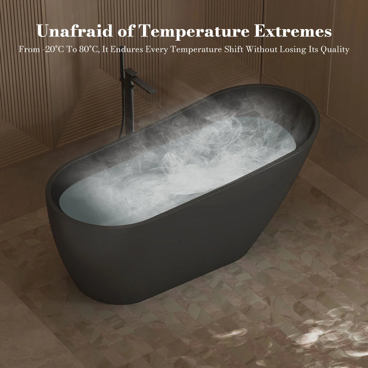 MonBlari 67" × 31.5" Black Acrylic Freestanding Soaking Bathtub